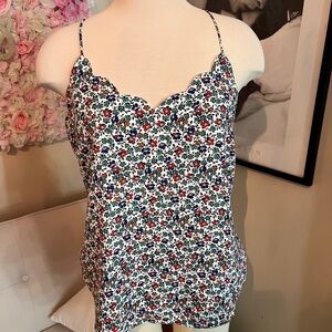 Floral lattice tank top with adjustable straps